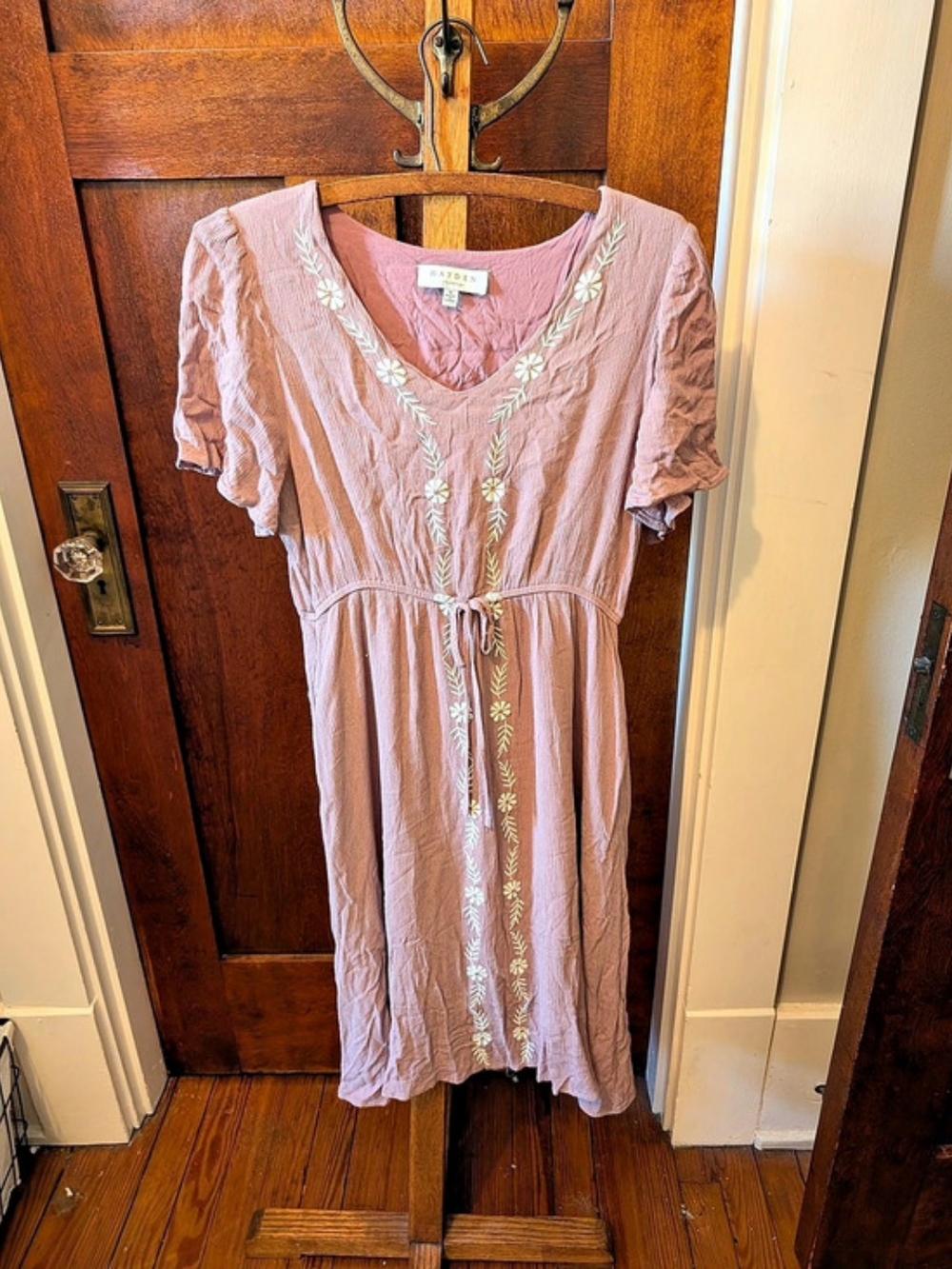 Hayden Floral Midi Dress Pink Size Medium